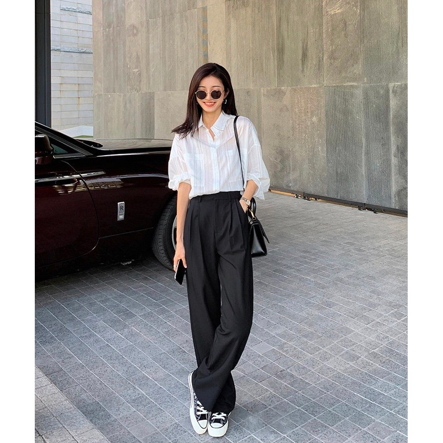 Áo Peplum Phối Quần Ống Rộng 10+ Cách Mix Đồ Hack Dáng 6 Áo peplum tay phồng phối quần ống rộng