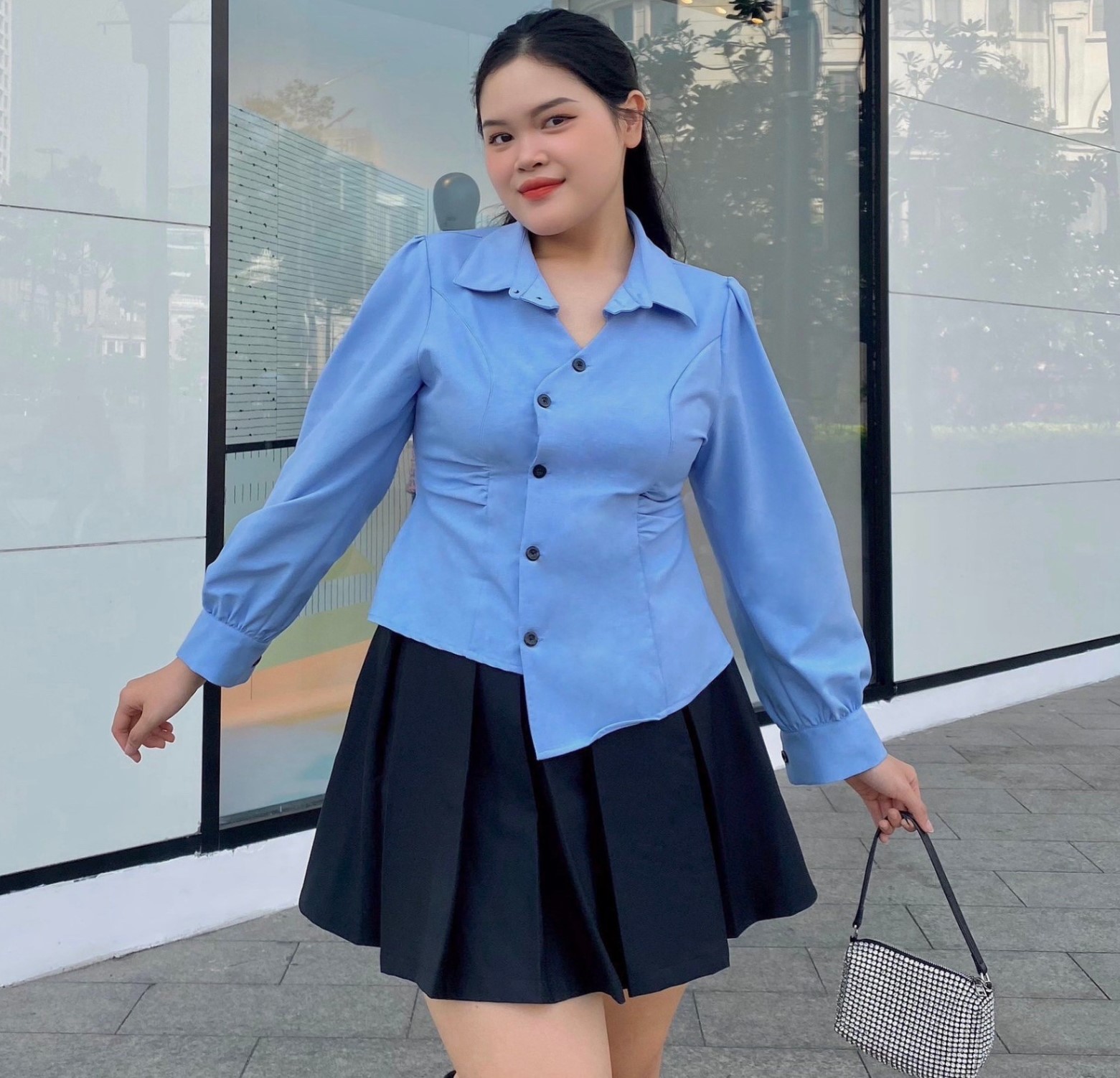 10+ Cách Phối Áo Sơ Mi Cho Người Mập Nữ Hack Dáng Đỉnh 1 Phối áo sơ mi cho người mập nữ che bụng