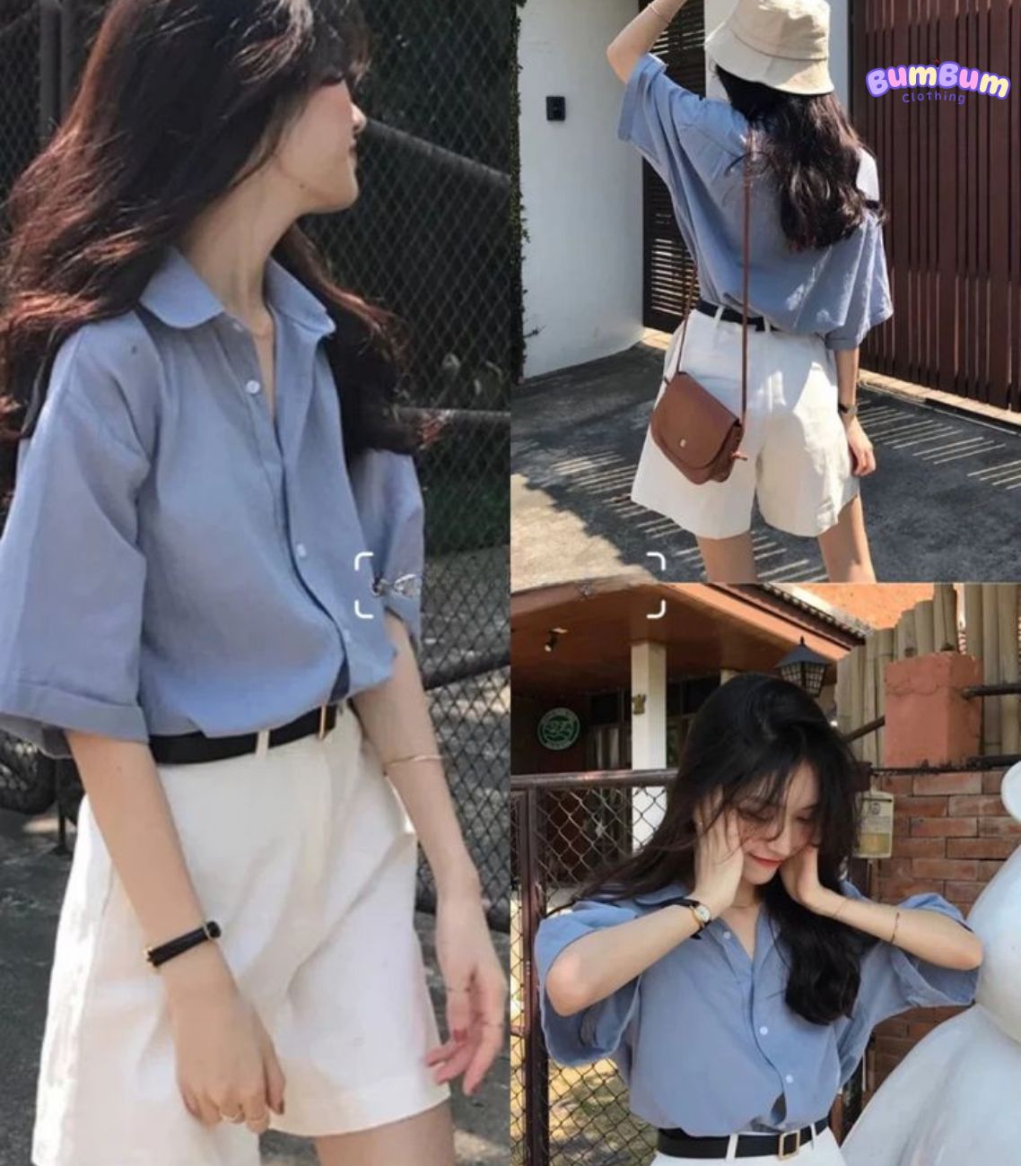 10+ Cách Phối Áo Sơ Mi Với Quần Short Nữ Hack Dáng 5 Phối áo sơ mi jean với quần short