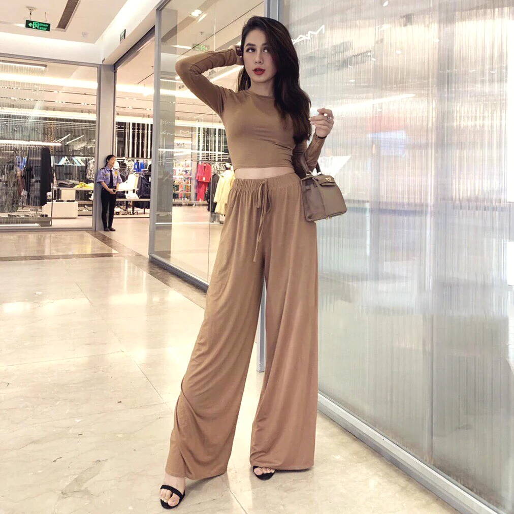 Phối đồ với quần đũi ống rộng nữ tính