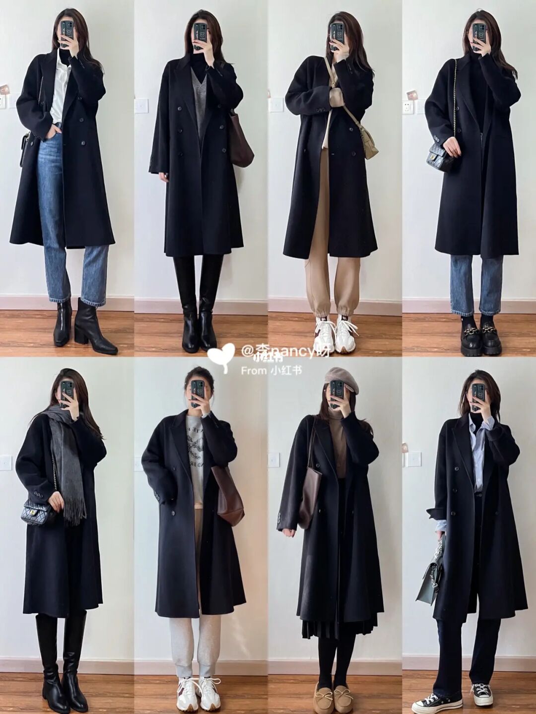 Cách phối áo măng tô dài