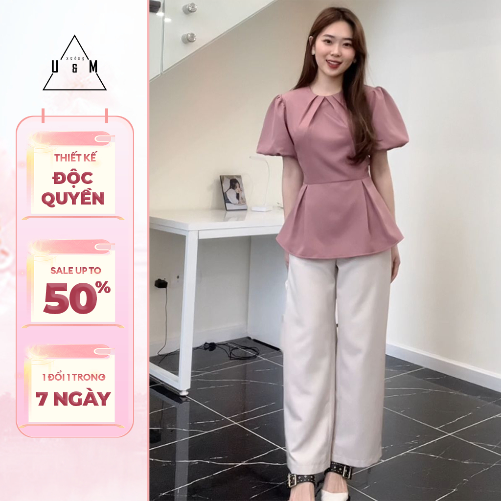 Áo Peplum Phối Quần Ống Rộng 10+ Cách Mix Đồ Hack Dáng 3 Áo peplum phối quần ống rộng họa tiết