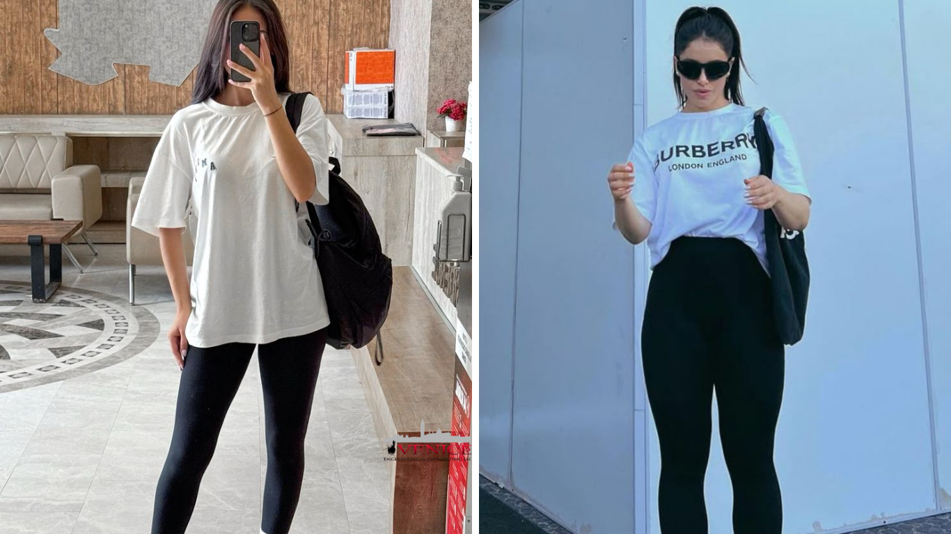 Cách mặc áo thun rộng với thắt lưng