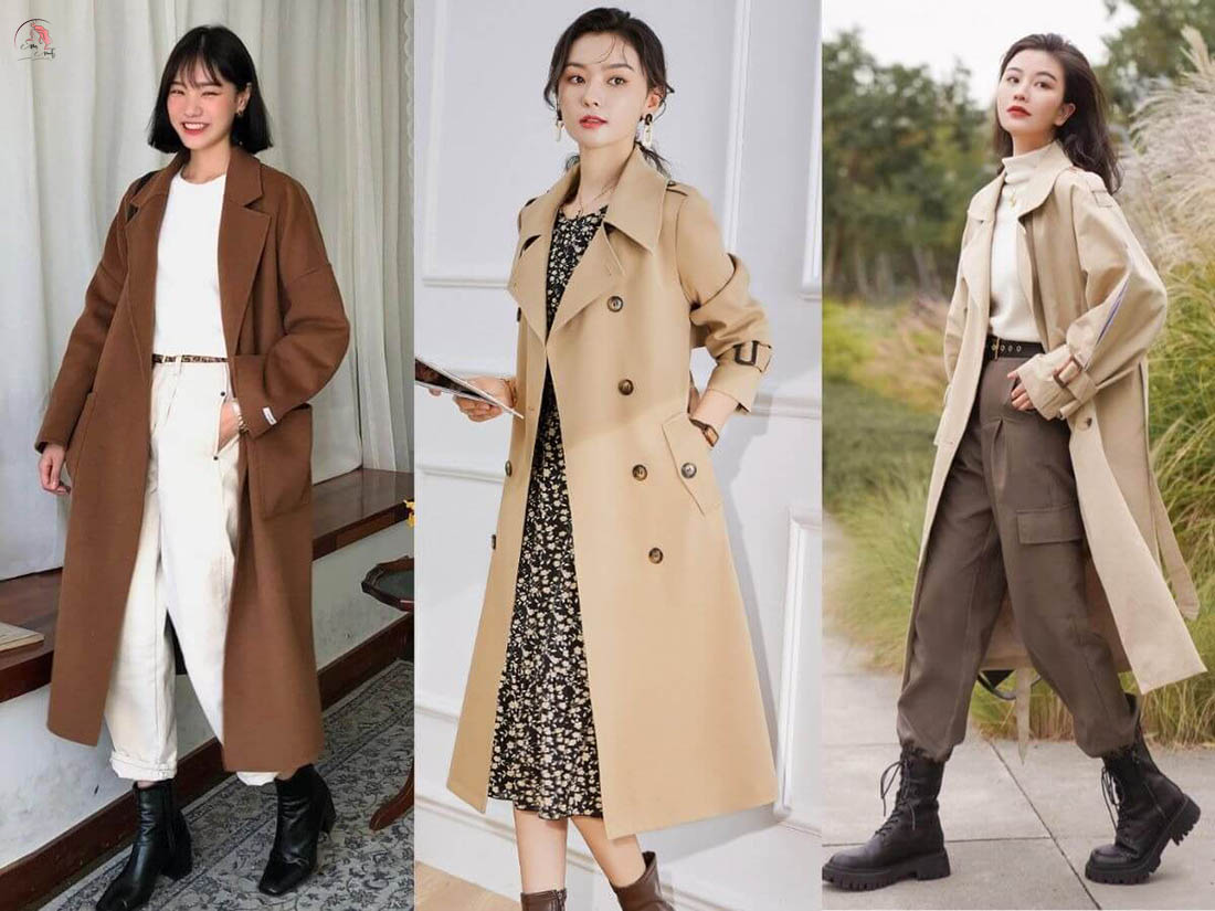 Phối đồ với áo măng tô nữ dài thanh lịch