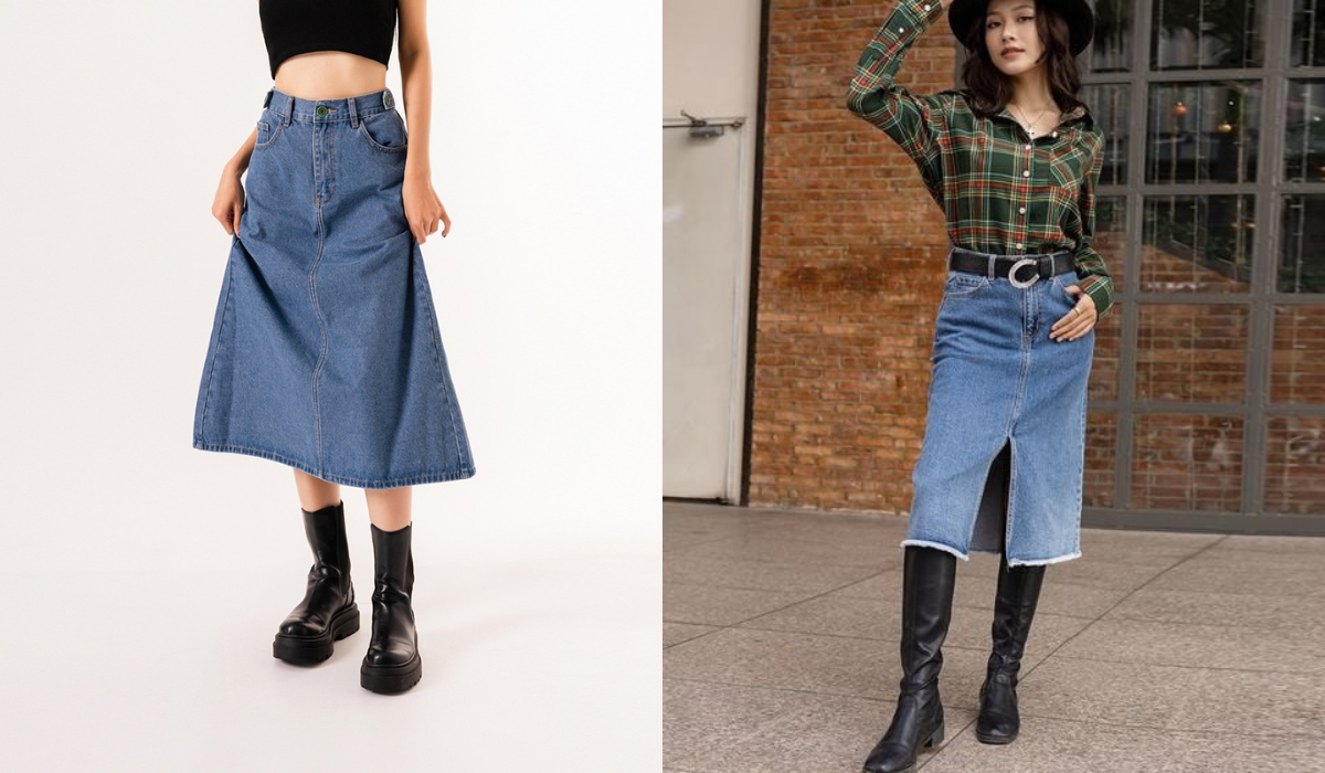 Chân váy jean dài qua gối mặc với áo gì? 15+ cách phối đồ 9 Cách phối phụ kiện với chân váy jean dài