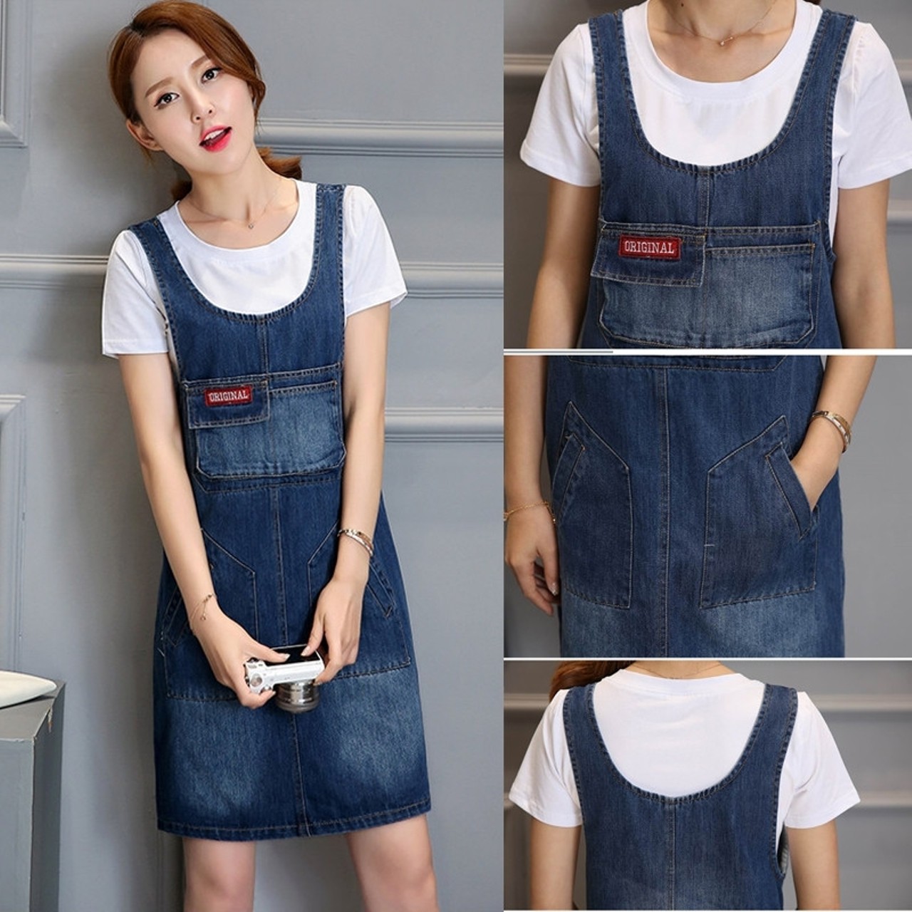 Váy yếm jean công sở