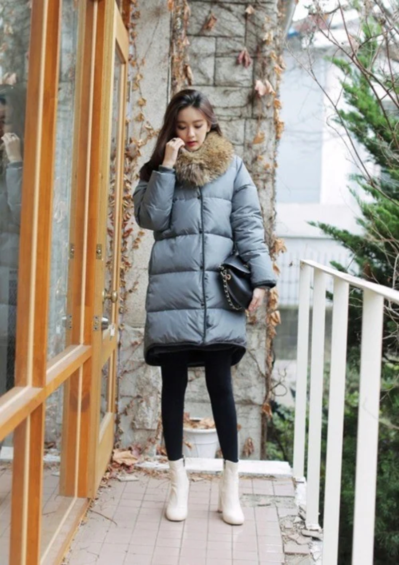 Phối áo phao dáng dài nữ thanh lịch