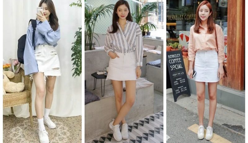 cách phối đồ với giày thể thao trắng nữ nhẹ nhàng