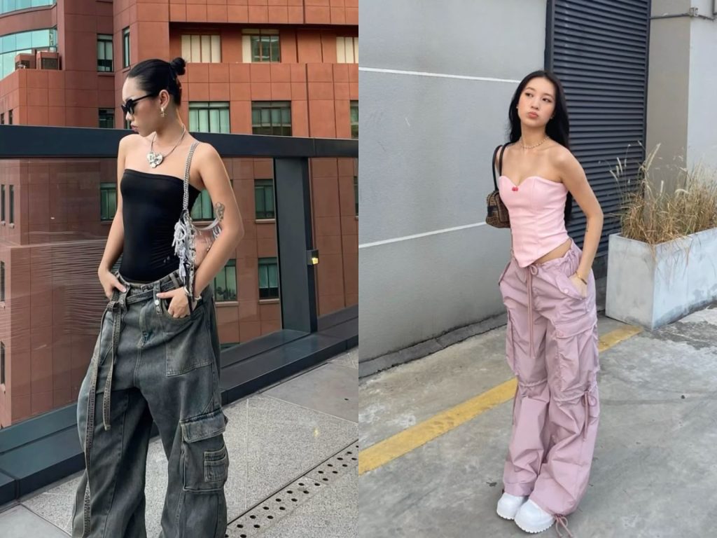 Phối đồ với quần túi hộp nữ và áo croptop