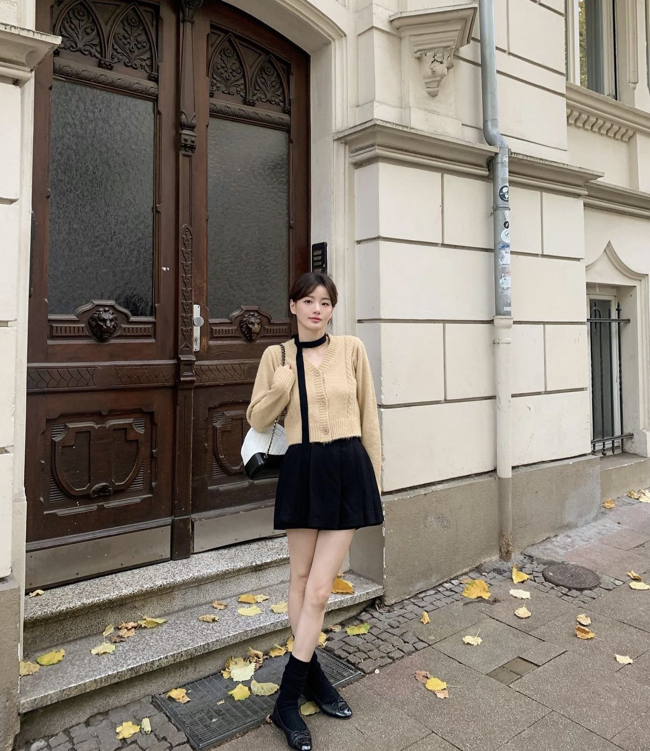 Phối đồ với váy dạ tweed mùa đông