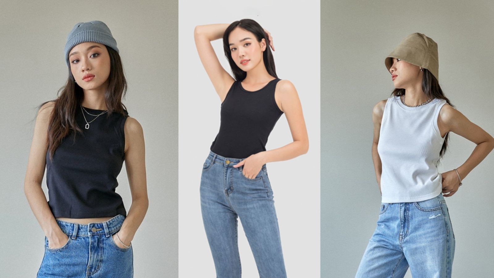 Phối đồ với áo ba lỗ nữ và quần jeans