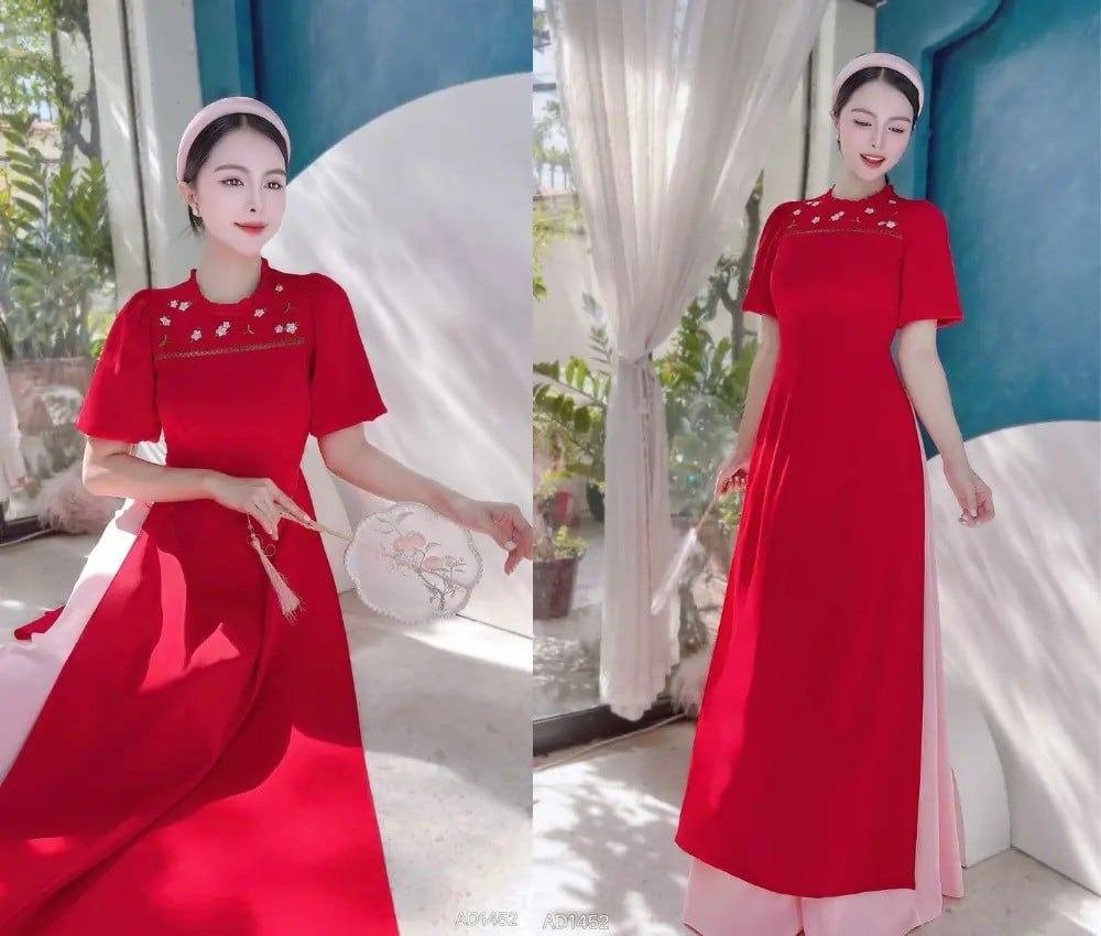 Áo dài đỏ mặc với quần màu gì trong ngày cưới