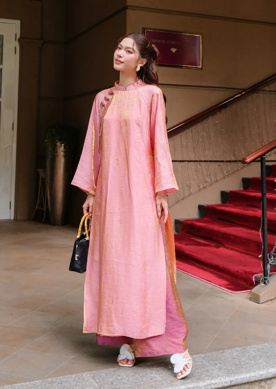 áo dài màu hồng mặc quần màu gì