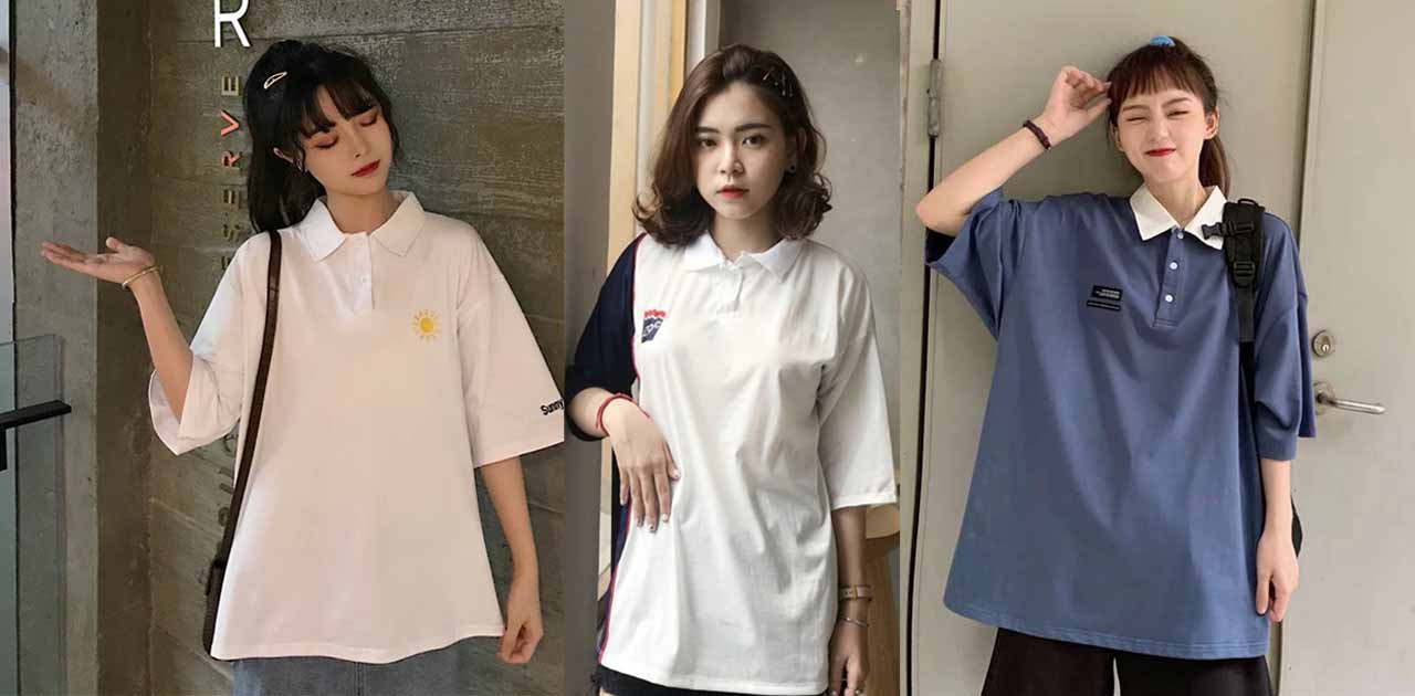 15+ Cách Phối Đồ Với Áo Polo Nữ Form Rộng Hack Dáng 1 Style phối đồ với áo polo nữ form rộng Hàn Quốc
