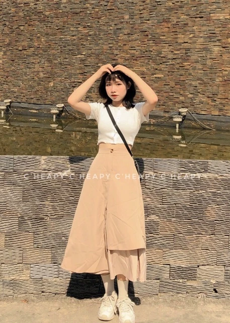 chân váy chữ a dáng dài