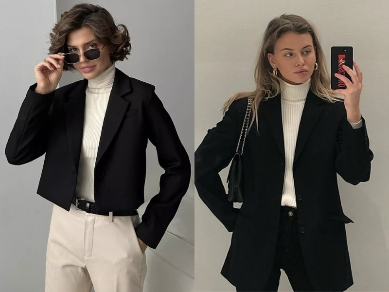 15+ Cách Phối Đồ Với Áo Blazer Đen Nữ Sành Điệu 4 Mix đồ với áo blazer đen nữ và chân váy ngắn