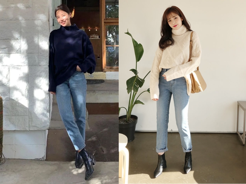 Cách Phối Đồ Dáng Rộng A-Z Không Lo Bị Nuốt Dáng 5 Phối đồ với áo len dáng rộng