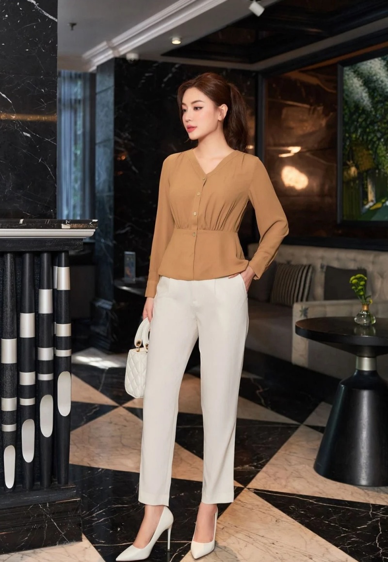 Phối đồ với áo peplum công sở thanh lịch