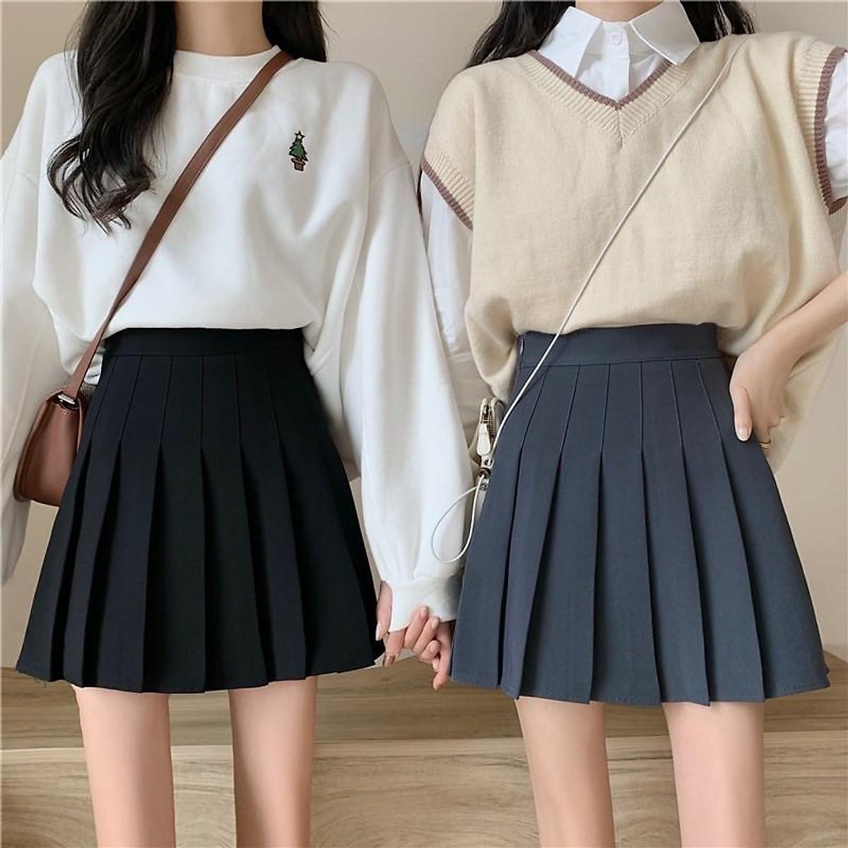 Phối đồ với chân váy ngắn mùa đông