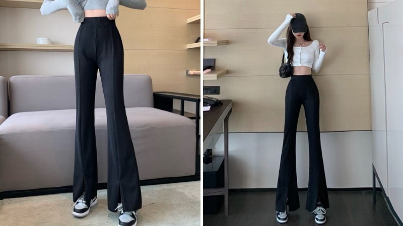 Mix đồ với quần ống loe đen