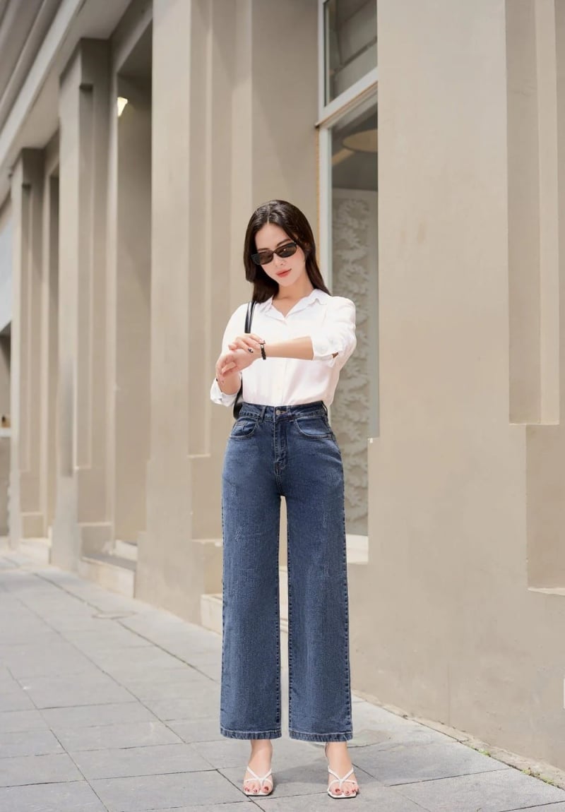 20+ Cách Phối Đồ Với Quần Ống Suông Nữ Hack Dáng Đỉnh Cao 6 Phối đồ với quần jean ống suông nữ