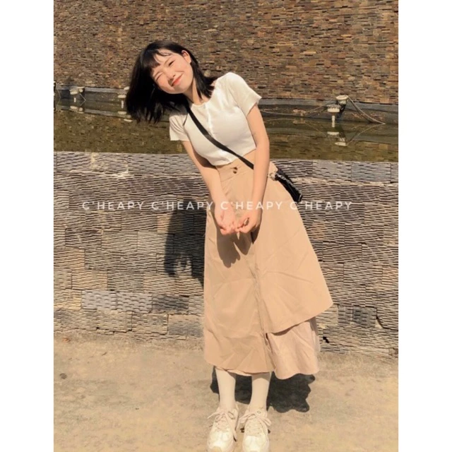 chân váy chữ a dáng dài