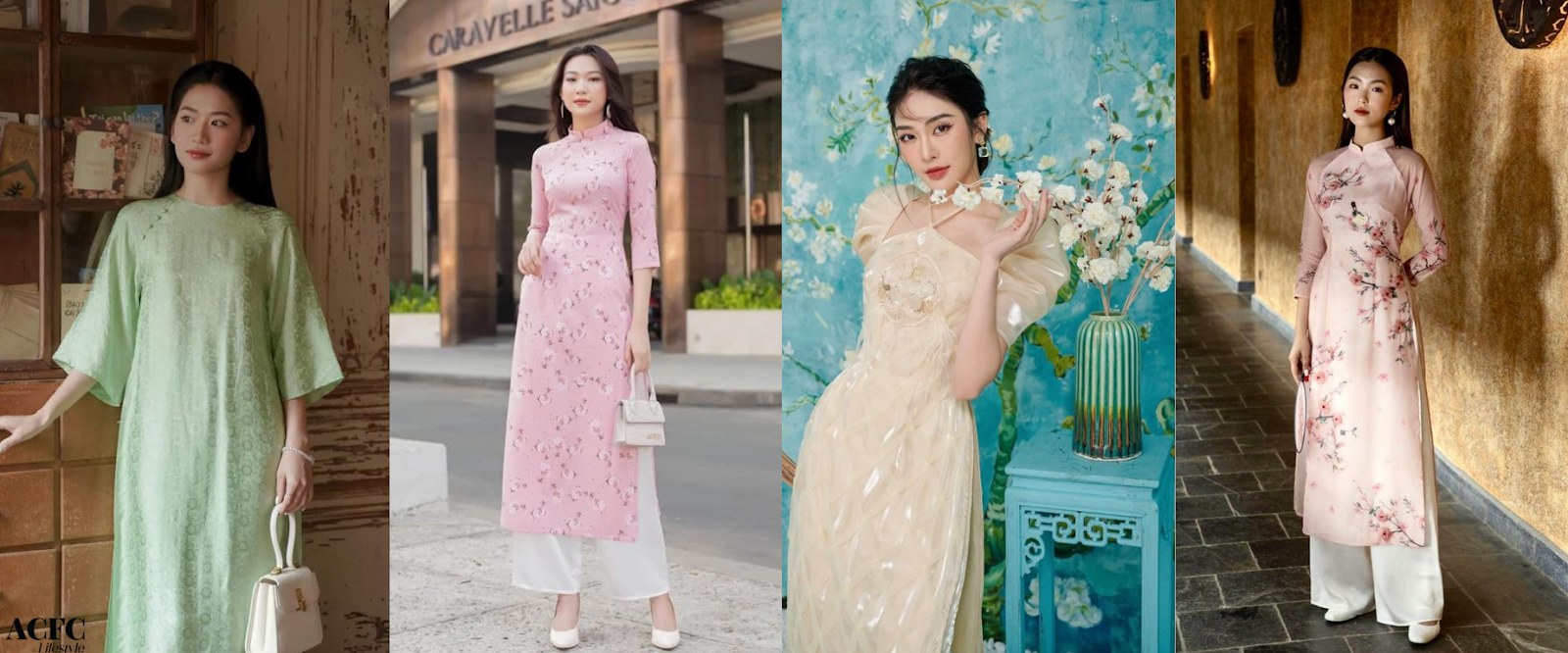 Phối đồ tết nữ với váy hoa