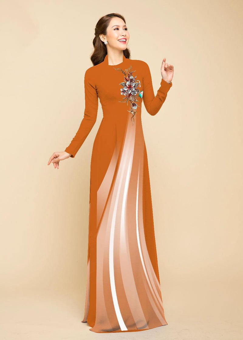 Áo dài màu cam đất phối quần màu gì