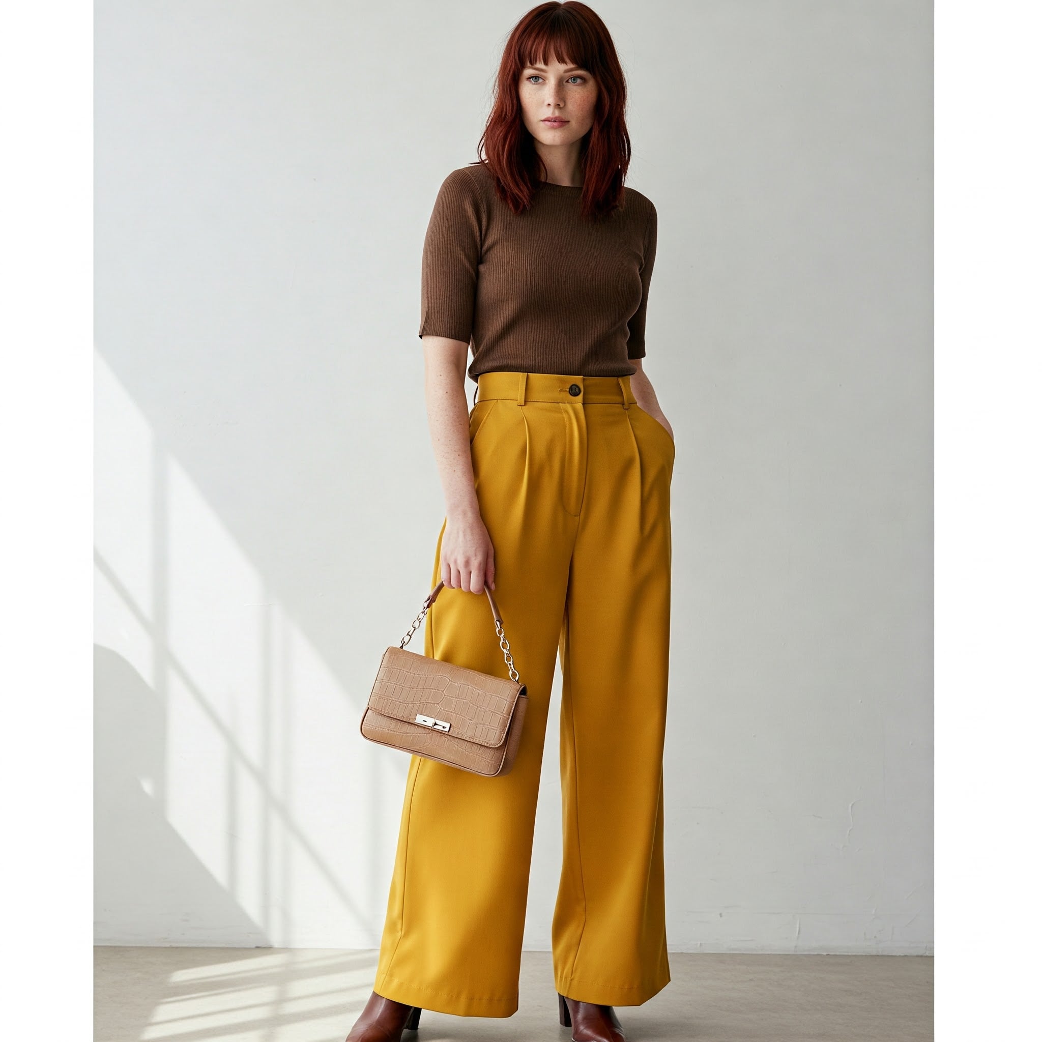 Áo màu nâu mặc với quần màu gì