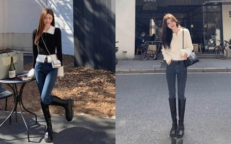 Phong cách giấu quần với boot đen