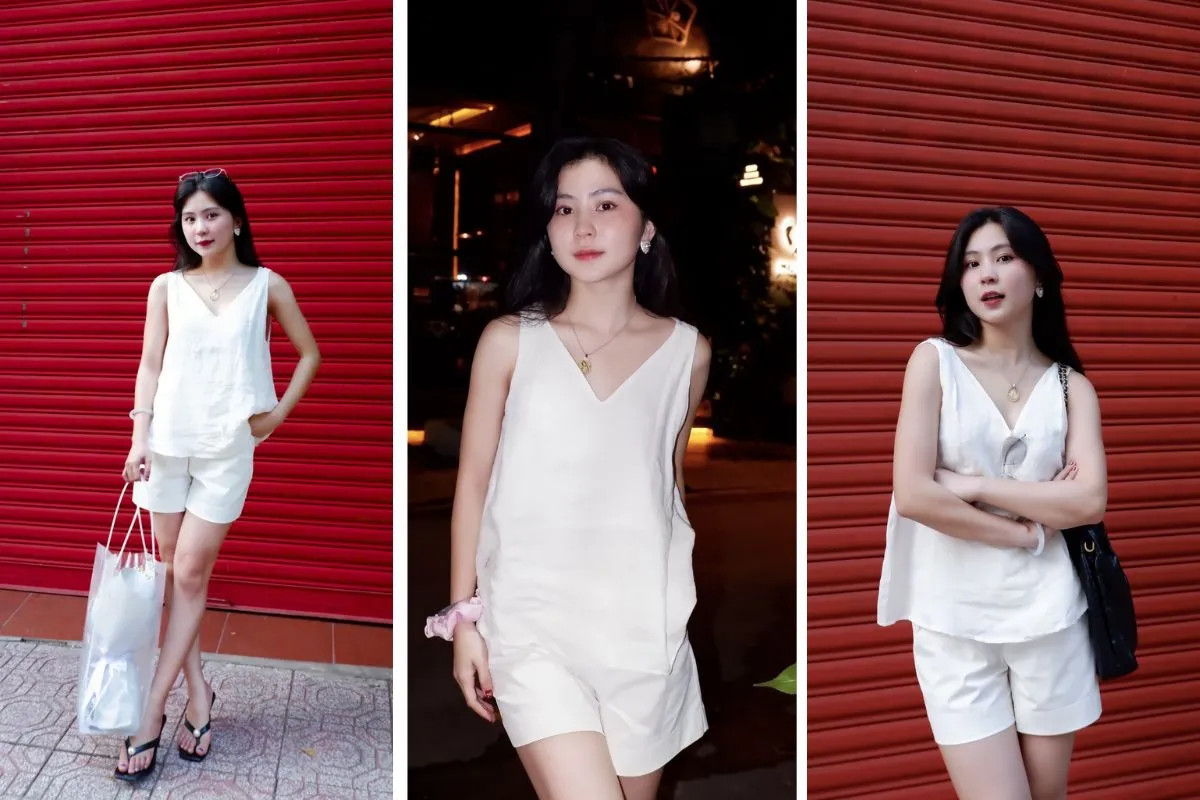 Phối áo 2 dây với áo sơ mi cho ngày hè