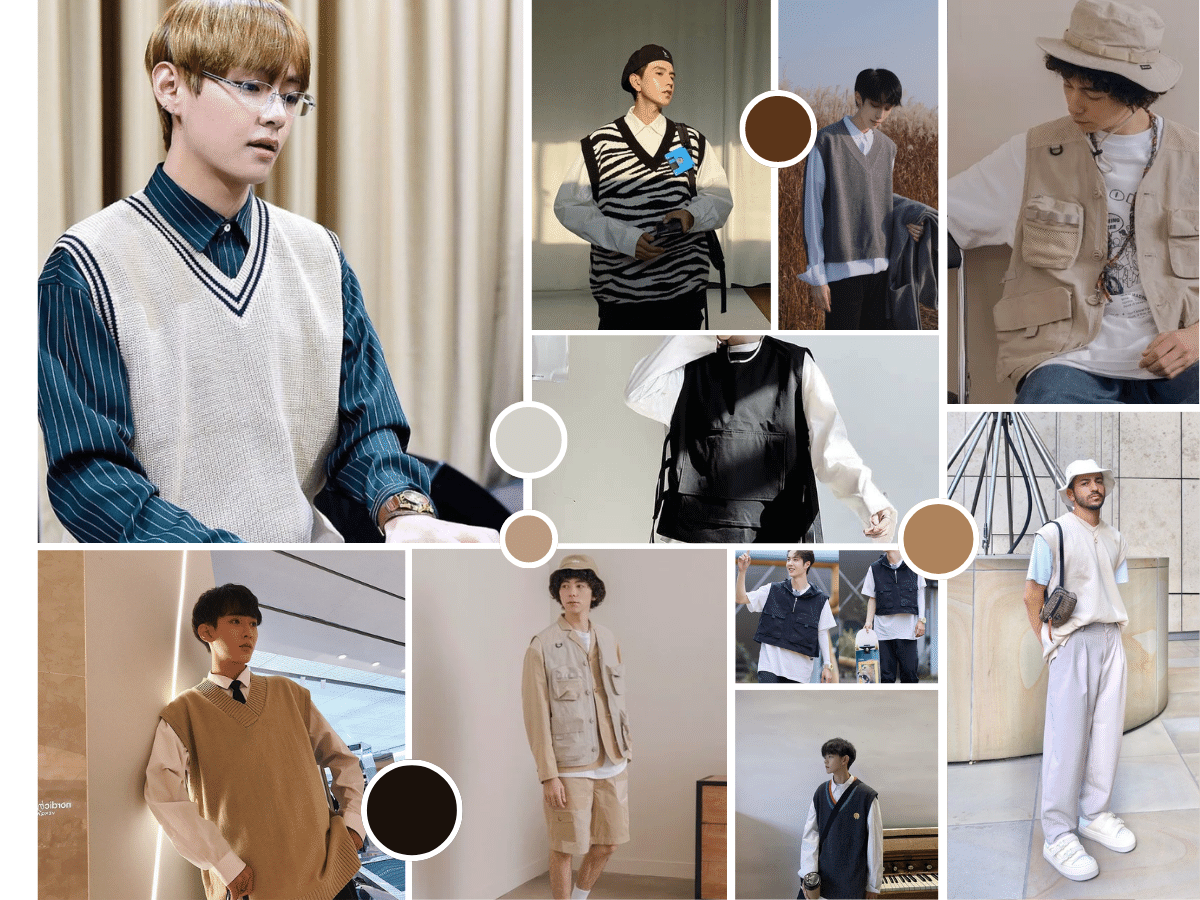 Phối áo gile với áo thun nam phong cách