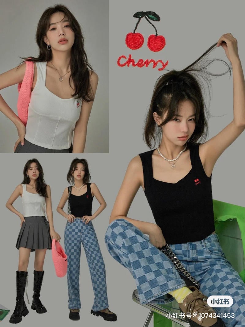 15+ Cách Phối Đồ Với Áo Sát Nách Nữ Sành Điệu Hack Dáng 6 Áo sát nách mặc với chân váy ngắn