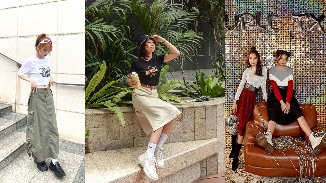 Phối đồ với chân váy suông dài