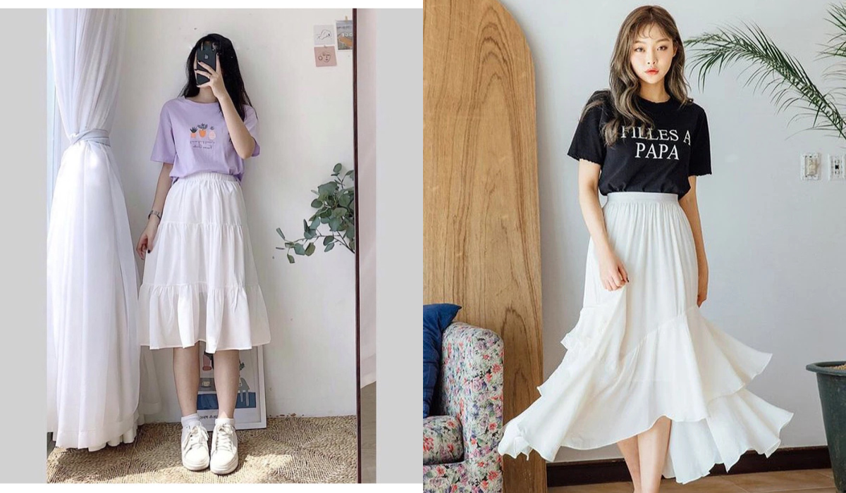 Chân Váy Tầng Dài Phối Áo Gì? 10+ Cách Mix Đồ Hack Dáng 3 Chân váy tầng dài phối áo croptop