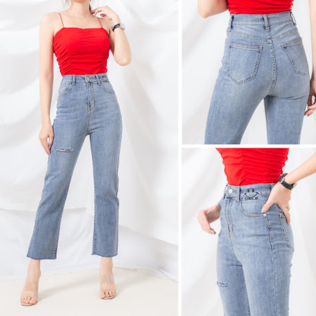 Quần jean ống đứng phối áo gì