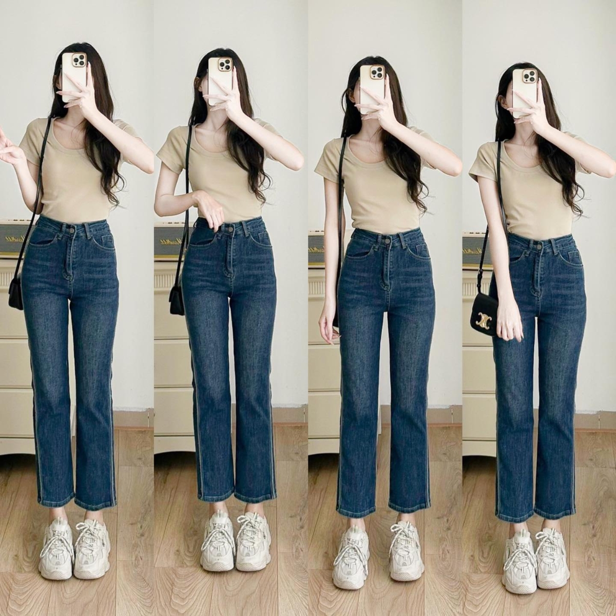 Mặc quần jean ống rộng mang sandal cho ngày hè