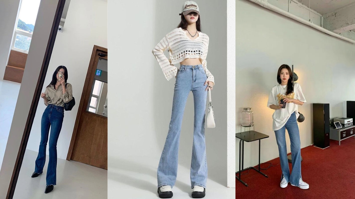 quần ống loe mặc với áo gì