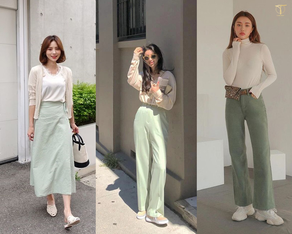 Quần xanh mint phối với áo màu gì
