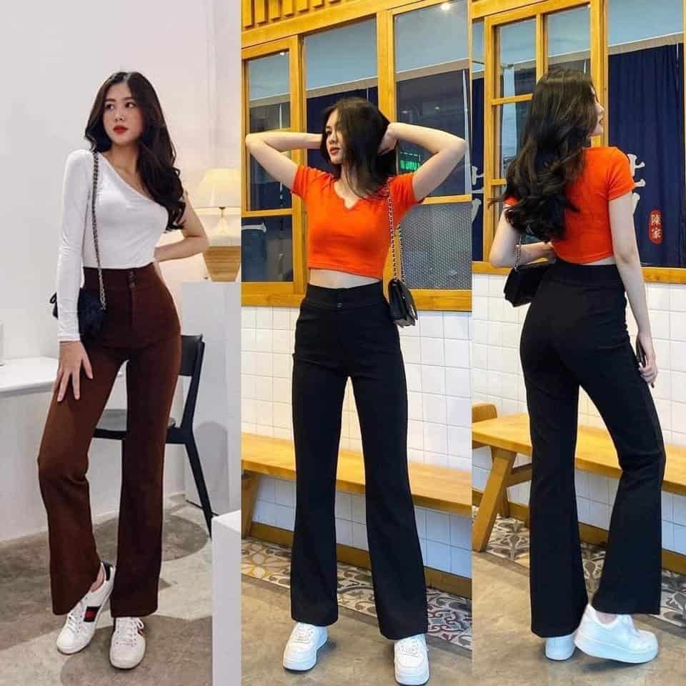 Quần tây ống loe mặc với áo gì? Phối đồ chuẩn fashionista 2 quần tây ống loe công sở