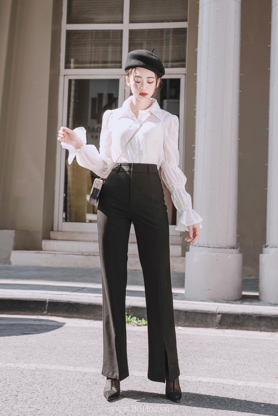 Quần tây ống loe mặc với áo gì? Phối đồ chuẩn fashionista 6 phối đồ với áo len