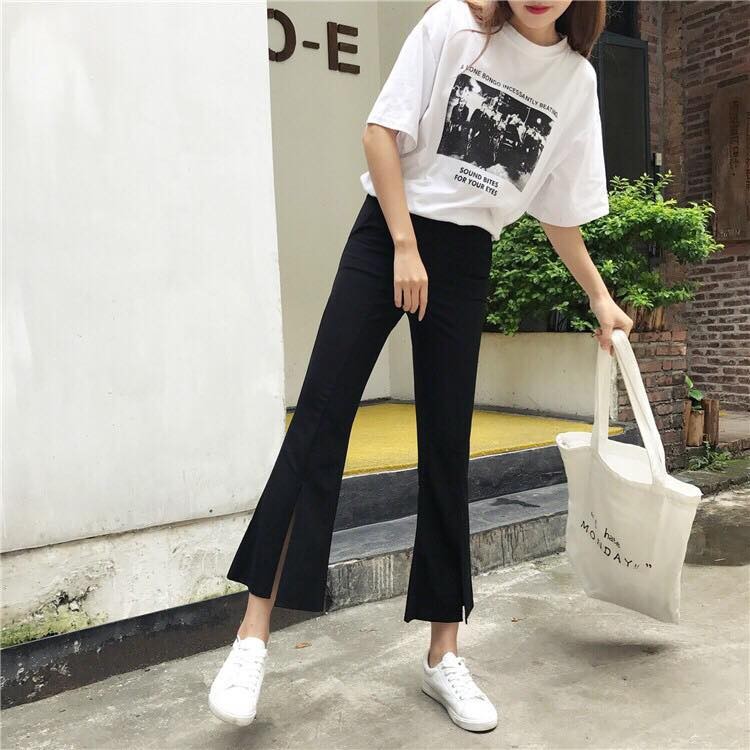 quần loe mặc với áo gì