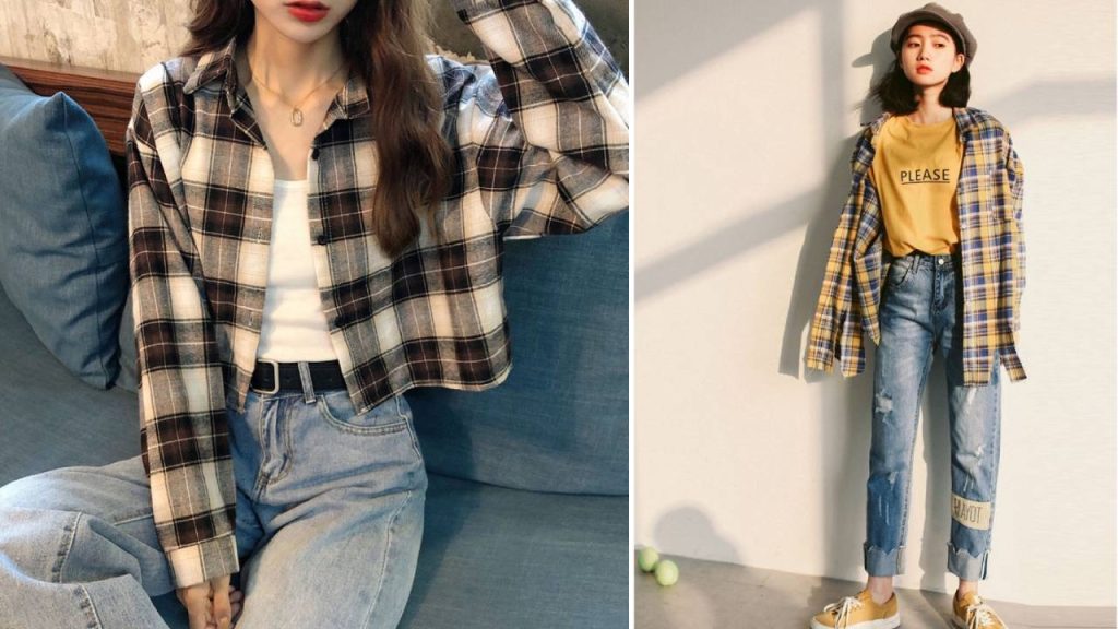 style ao so mi khoac ngoai nu 3304