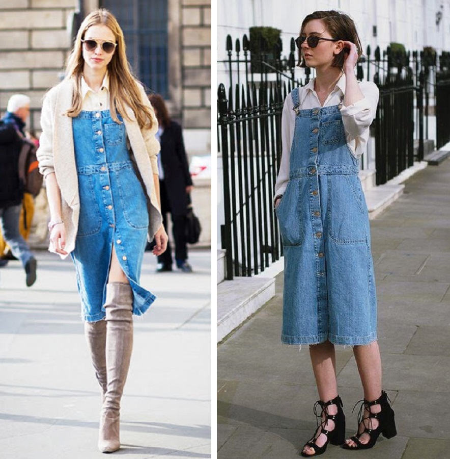 Váy Yếm Bò Mặc Với Áo Gì Mùa Đông? 10+ Cách Phối Đồ Ấm Áp 1 Item thời trang váy yếm bò denim