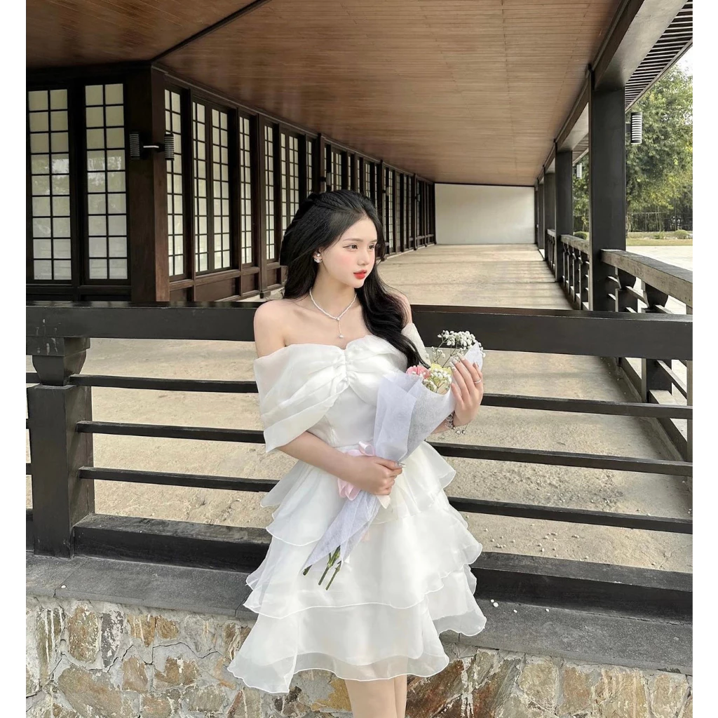 Đầm Công Chúa Trễ Vai Voan Lưới 3 Lớp Cao Cấp, Tinh Khôi 18 Đầm công chúa trễ vai dự tiệc sang trọng