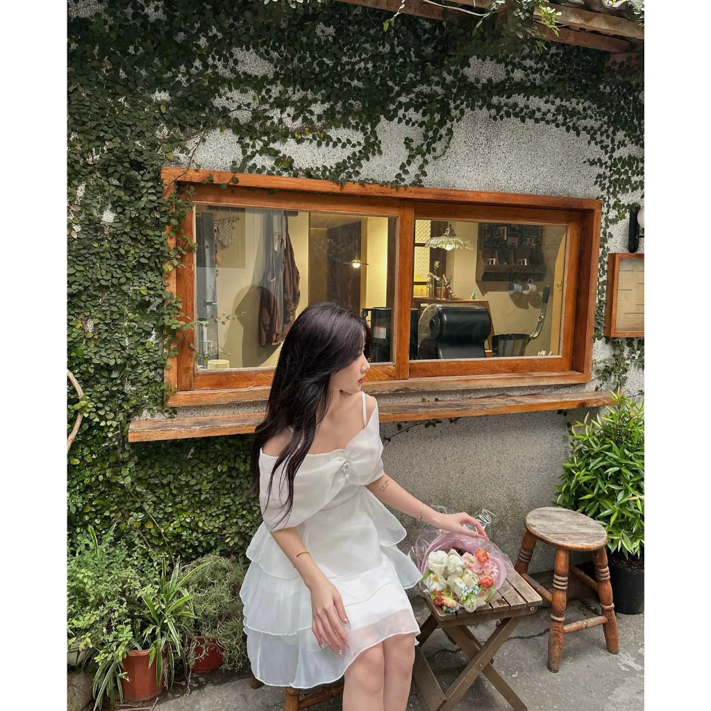 Đầm Công Chúa Trễ Vai Voan Lưới 3 Lớp Cao Cấp, Tinh Khôi 21 Đầm công chúa trễ vai dáng xòe