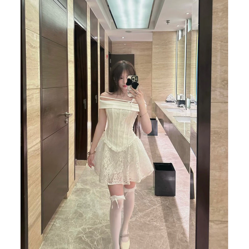 Set Áo Váy Viền Ren OLIVIA Cao Cấp, Chất Lượng Số 1 16 Set áo váy OLIVIA viền ren màu trắng