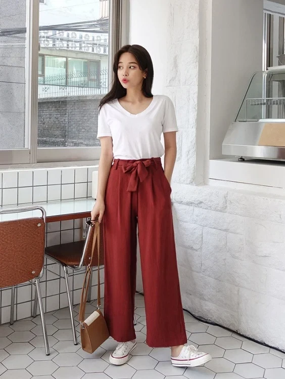 Cách phối đồ với quần đũi ống rộng