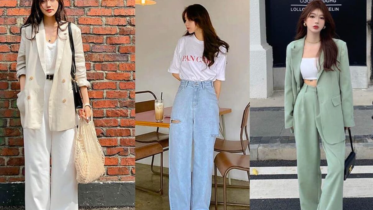 Cách phối áo gile với quần ống rộng dạo phố