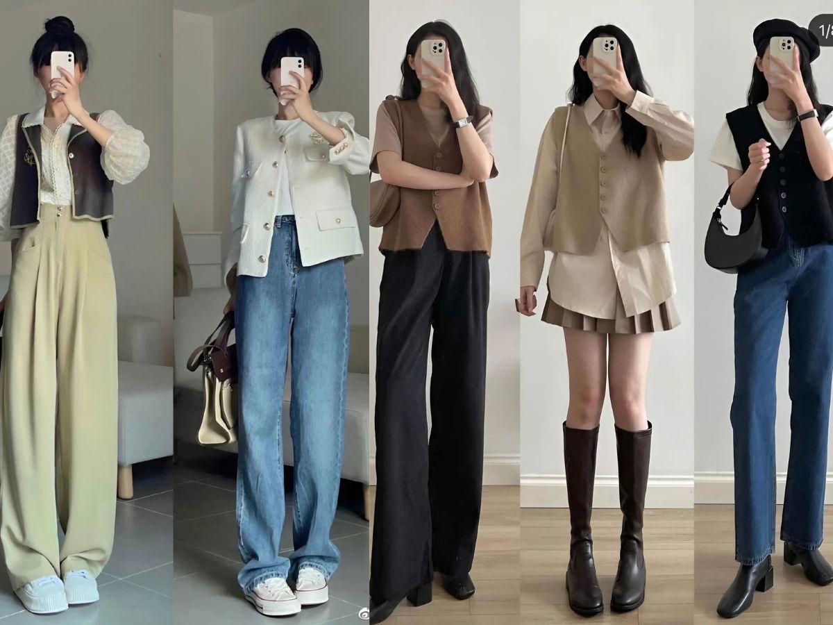 Mix match chuẩn trend với áo gile nữ